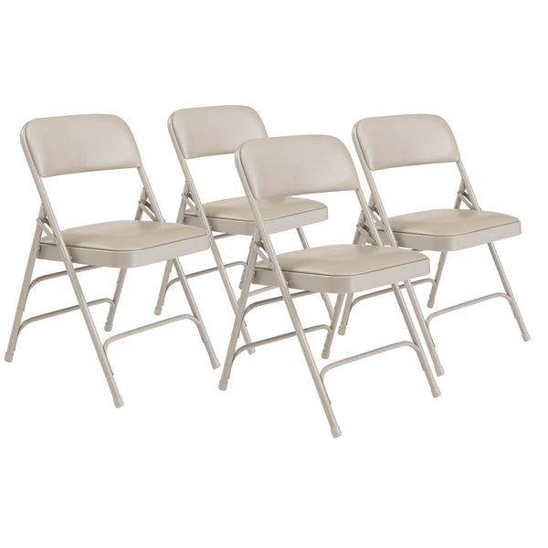 1300 Series Premium Vinyl Upholstered Triple Brace Double Hinge Folding Chair, Supports 500 lb, Gray Seat/Back/Base, 4/Pack (NPS1302) Each