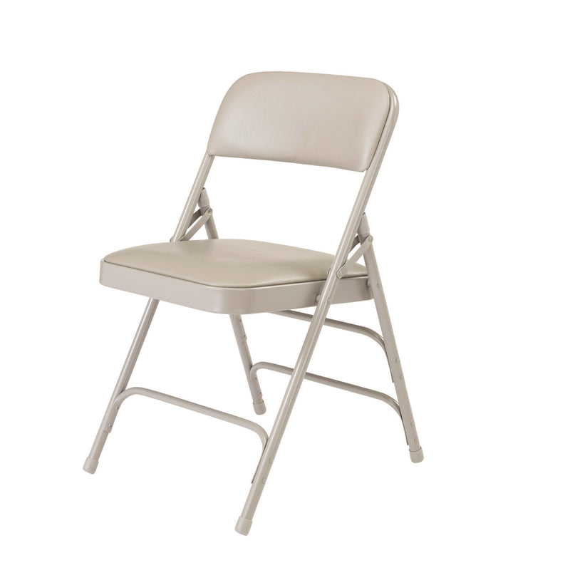 1300 Series Premium Vinyl Upholstered Triple Brace Double Hinge Folding Chair, Supports 500 lb, Gray Seat/Back/Base, 4/Pack (NPS1302) Each