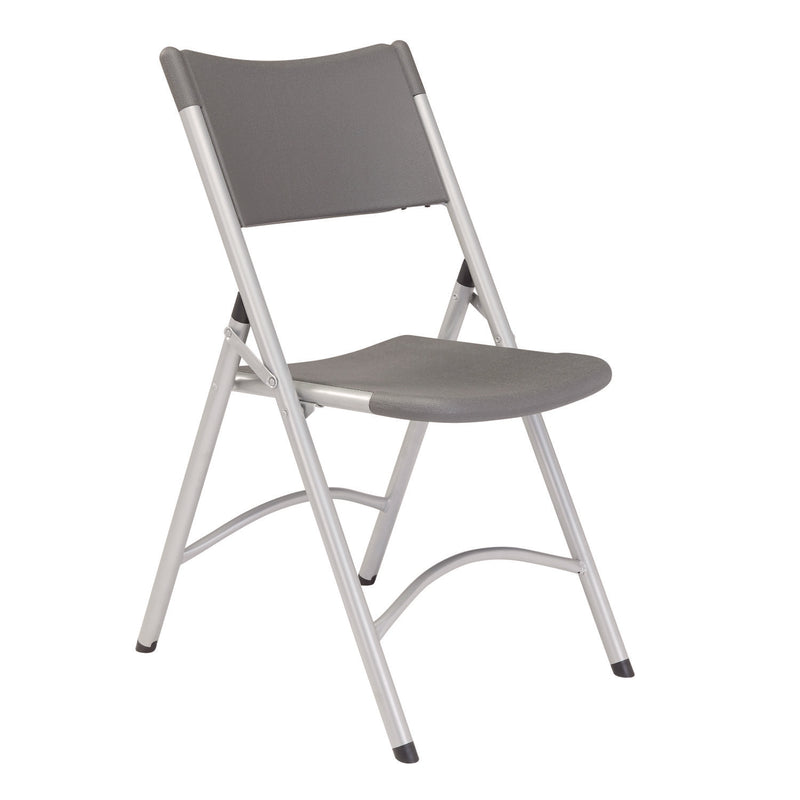 600 Series Heavy Duty Plastic Folding Chair, Supports Up to 500 lb, 18" Seat Height, Gray Seat/Back, Silver Base, 4/Pack (NPS620) Each