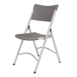 600 Series Heavy Duty Plastic Folding Chair, Supports Up to 500 lb, 18" Seat Height, Gray Seat/Back, Silver Base, 4/Pack (NPS620) Each