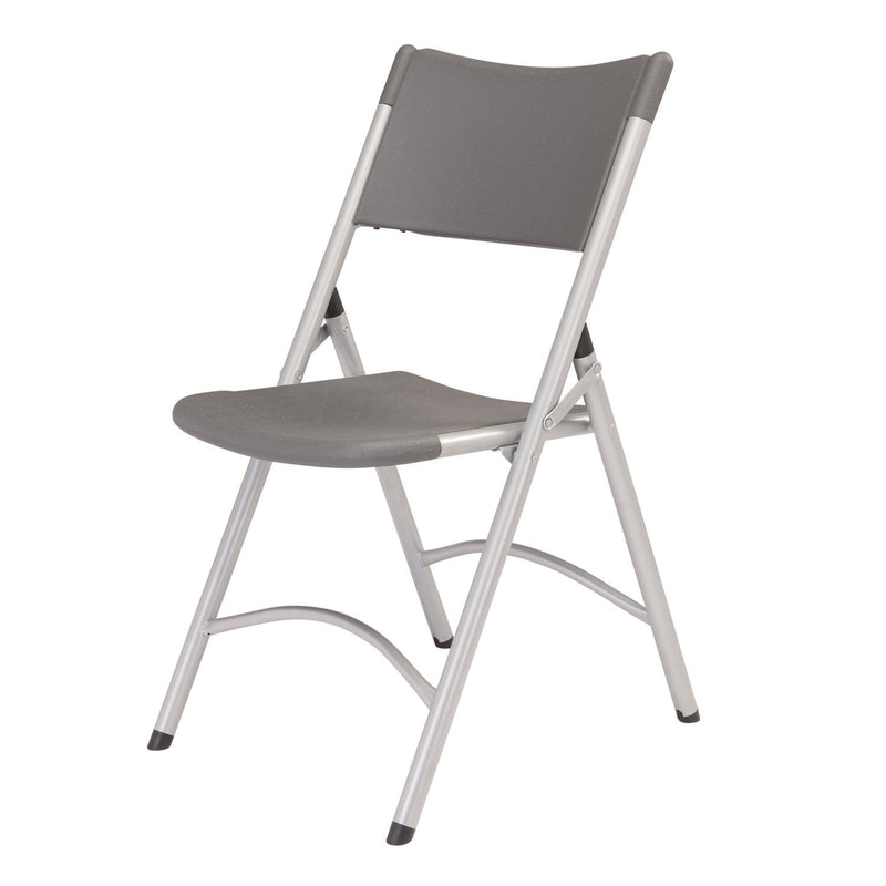 600 Series Heavy Duty Plastic Folding Chair, Supports Up to 500 lb, 18" Seat Height, Gray Seat/Back, Silver Base, 4/Pack (NPS620) Each