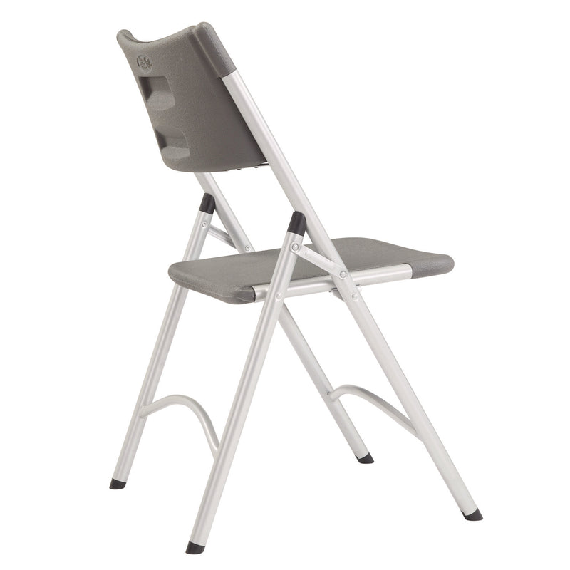 600 Series Heavy Duty Plastic Folding Chair, Supports Up to 500 lb, 18" Seat Height, Gray Seat/Back, Silver Base, 4/Pack (NPS620) Each