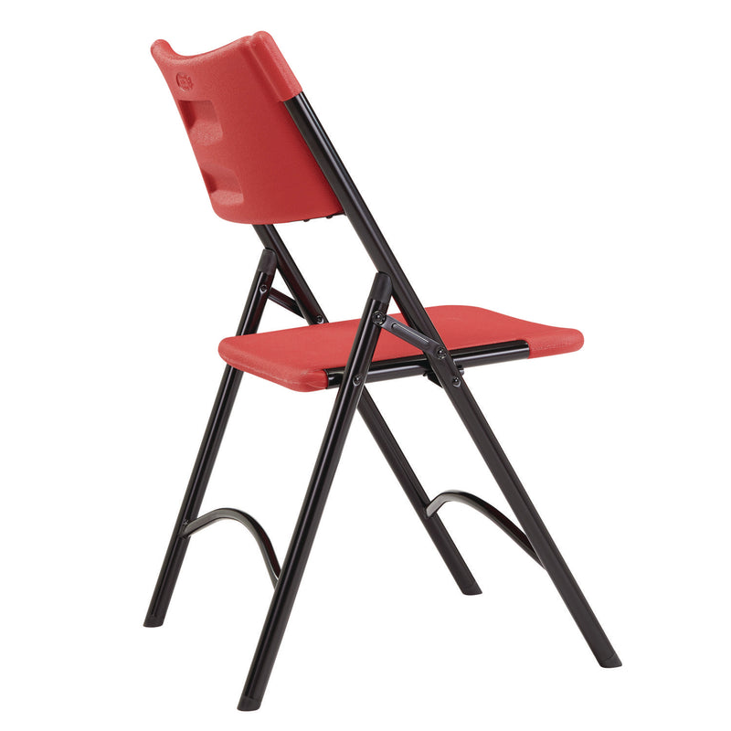 600 Series Heavy Duty Plastic Folding Chair, Supports Up to 500 lb, 18" Seat Height, Red Seat/Back, Black Base, 4/Pack (NPS640) Each