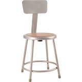 NPS® 6200 Series Heavy Duty Steel Stool With Backrest, Supports Up to 500 lb, 18" Seat Height, Brown Seat, Gray Back/Base (NPS6218B) Each