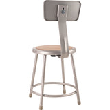 NPS® 6200 Series Heavy Duty Steel Stool With Backrest, Supports Up to 500 lb, 18" Seat Height, Brown Seat, Gray Back/Base (NPS6218B) Each