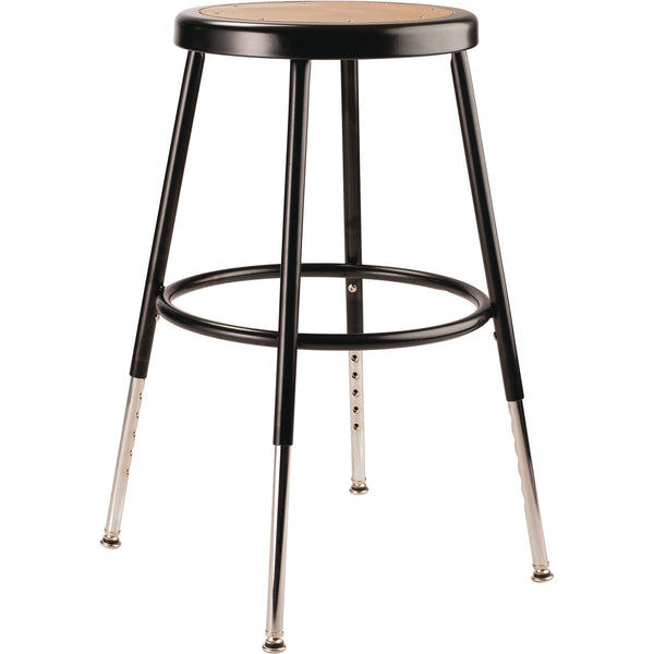 NPS® 6200 Series Height Adjustable Heavy Duty Steel Stool, Backless, Supports 500lb,19' to 27' Seat Height, Brown Seat, Black Base (NPS6218H10) Each