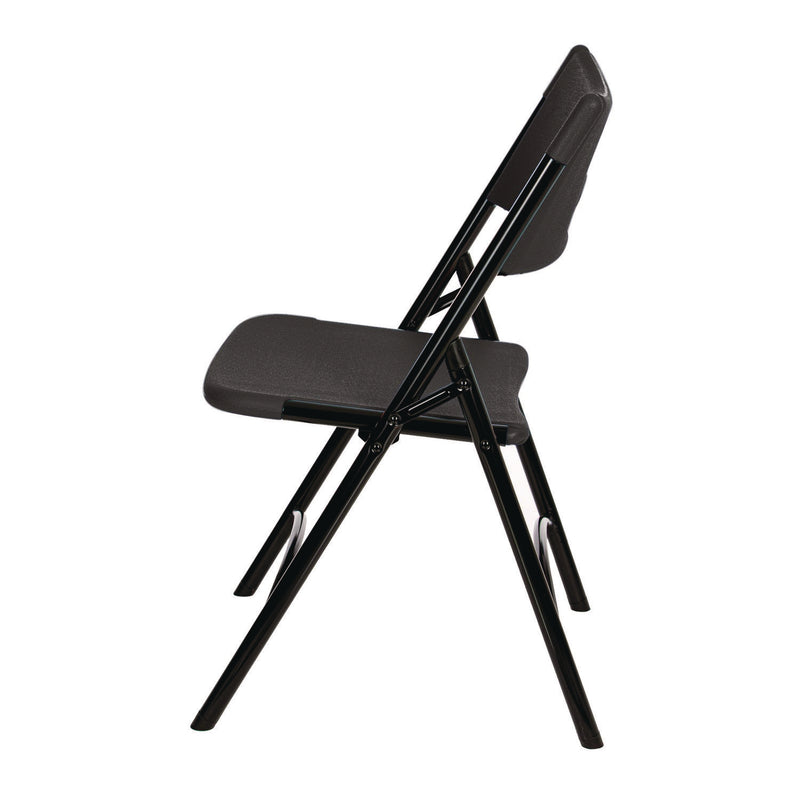 600 Series Heavy Duty Plastic Folding Chair, Supports Up to 500 lb, 18" Seat Height, Black Seat/Back/Base, 4/Pack (NPS610) Each