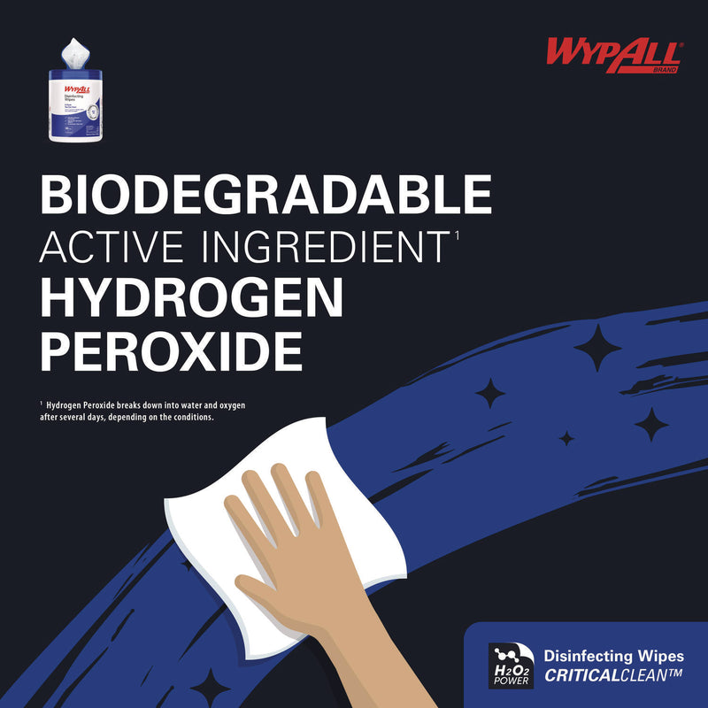 WypAll® Hydrogen Peroxide Disinfecting Wipes, 1-Ply, 7 x 5.75, Fresh Scent, White, 185 Wipes/Canister (KCC54481EA) Each