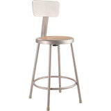 NPS® 6200 Series Heavy Duty Steel Stool With Backrest, Supports Up to 500 lb, 24" Seat Height, Brown Seat, Gray Back/Base (NPS6224B) Each