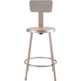 NPS® 6200 Series Heavy Duty Steel Stool With Backrest, Supports Up to 500 lb, 24" Seat Height, Brown Seat, Gray Back/Base (NPS6224B) Each