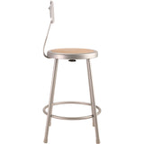 NPS® 6200 Series Heavy Duty Steel Stool With Backrest, Supports Up to 500 lb, 24" Seat Height, Brown Seat, Gray Back/Base (NPS6224B) Each