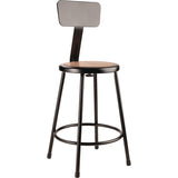 NPS® 6200 Series Heavy Duty Steel Stool With Backrest, Supports Up to 500 lb, 24" Seat Height, Brown Seat, Black Back/Base (NPS6224B10) Each