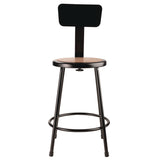 NPS® 6200 Series Heavy Duty Steel Stool With Backrest, Supports Up to 500 lb, 24" Seat Height, Brown Seat, Black Back/Base (NPS6224B10) Each