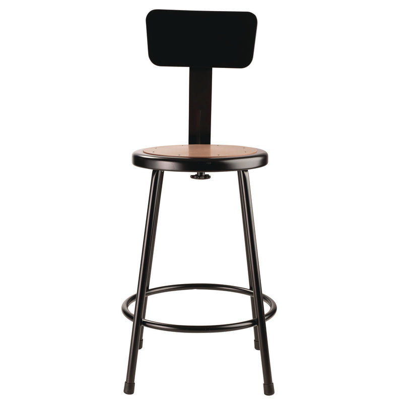 NPS® 6200 Series Heavy Duty Steel Stool With Backrest, Supports Up to 500 lb, 24" Seat Height, Brown Seat, Black Back/Base (NPS6224B10) Each