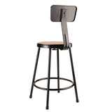 NPS® 6200 Series Heavy Duty Steel Stool With Backrest, Supports Up to 500 lb, 24" Seat Height, Brown Seat, Black Back/Base (NPS6224B10) Each