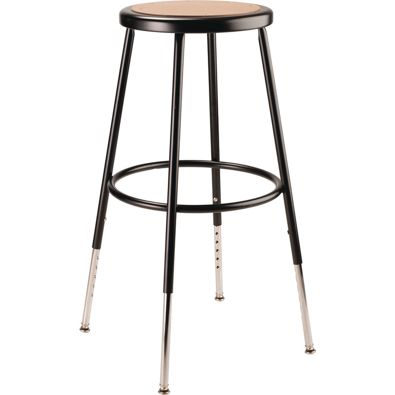 NPS® 6203 Series Height Adjustable Heavy Duty Steel Stool, Backless,Supports 500 lb, 25" to 33" Seat Height, Brown Seat/Black Base (NPS6224H10) Each