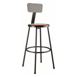 NPS® 6200 Series Heavy Duty Steel Stool With Backrest, Supports Up to 500 lb, 30" Seat Height, Brown Seat, Black Back/Base (NPS6230B10) Each