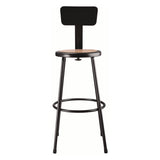 NPS® 6200 Series Heavy Duty Steel Stool With Backrest, Supports Up to 500 lb, 30" Seat Height, Brown Seat, Black Back/Base (NPS6230B10) Each