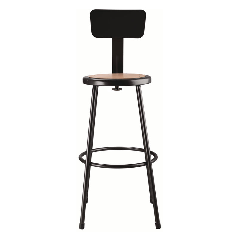 NPS® 6200 Series Heavy Duty Steel Stool With Backrest, Supports Up to 500 lb, 30" Seat Height, Brown Seat, Black Back/Base (NPS6230B10) Each