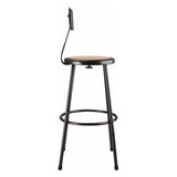 NPS® 6200 Series Heavy Duty Steel Stool With Backrest, Supports Up to 500 lb, 30" Seat Height, Brown Seat, Black Back/Base (NPS6230B10) Each