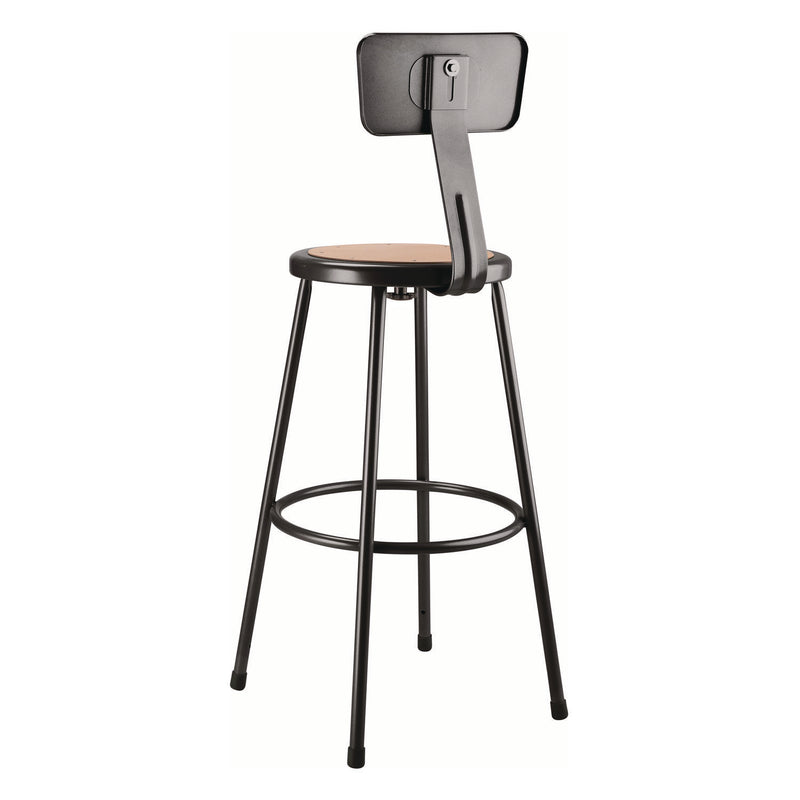 NPS® 6200 Series Heavy Duty Steel Stool With Backrest, Supports Up to 500 lb, 30" Seat Height, Brown Seat, Black Back/Base (NPS6230B10) Each