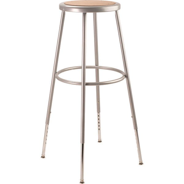 NPS® 6204 Series Height Adjustable Heavy Duty Steel Stool, Backless, Supports 500 lb, 31" to 39" Seat Height, Brown Seat/Gray Base (NPS6230H) Each