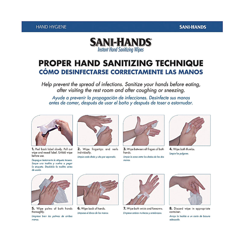 Sani Professional® PDI Sani-Hands Instant Hand Sanitizing Wipes, 7.5 x 6, Unscented, White, 220/Canister, 6 Canisters/Carton (PDINPKP15984) Case of 1320