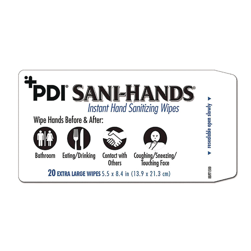 Sani Professional® PDI Sani-Hands Instant Hand Sanitizing Wipes, 7.5 x 6, Unscented, White, 220/Canister, 6 Canisters/Carton (PDINPKP15984) Case of 1320