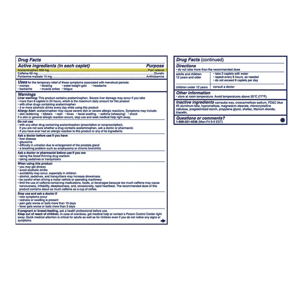 Midol® Complete Menstrual Caplets, 2/Pack, 30 Packs/Box (PFY64458) Box of 60