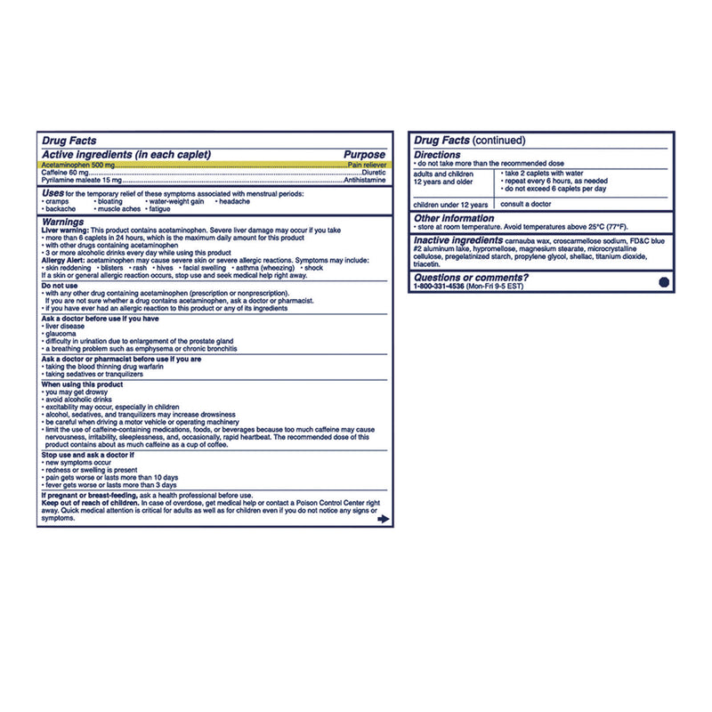 Midol® Complete Menstrual Caplets, 2/Pack, 30 Packs/Box (PFY64458) Box of 60