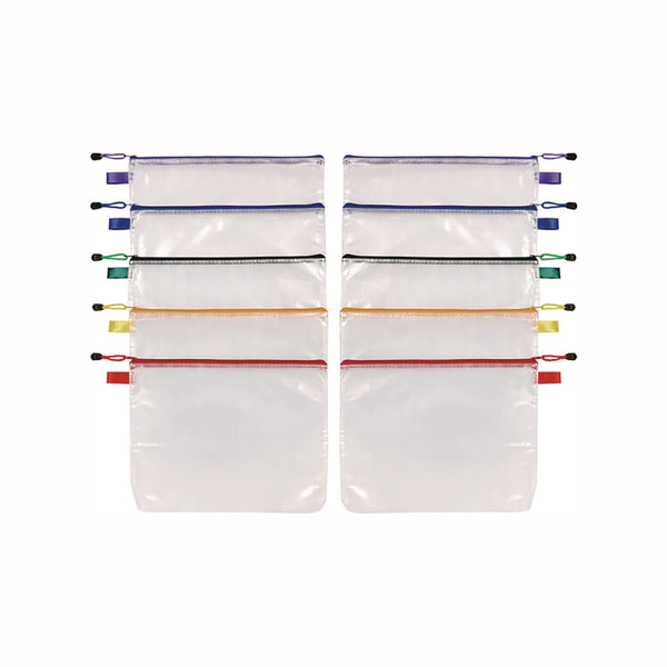 Oxford™ Poly Travel Pouch Set, 13.19" x 10.44", Assorted Colors, 10/Pack (PFX77707) Pack of 10