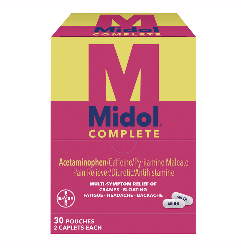 Midol® Complete Menstrual Caplets, 2/Pack, 30 Packs/Box (PFY64458) Box of 60
