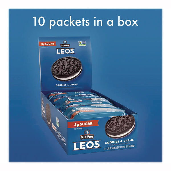 Rip Van® Leos Cookies and Cream Sandwich Cookies, 2 Cookies/Pack, 10 Packs/Box (RIPRVW62000) Box of 20