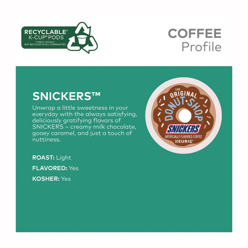 The Original Donut Shop® SNICKERS Flavored Coffee K-Cups, 48/Box (GMT5000373541) Box of 48