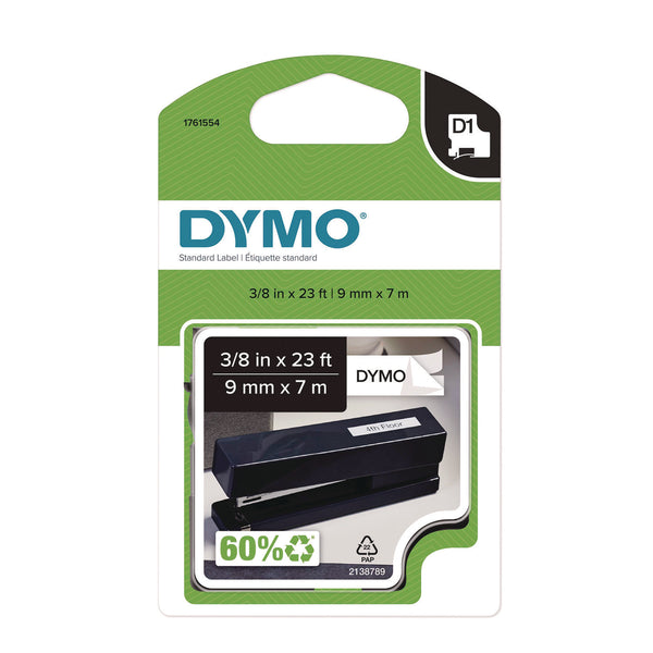 DYMO® D1 Standard Labels, 0.38" x 23 ft, Black Print on White Tape (DYM1761554) Each