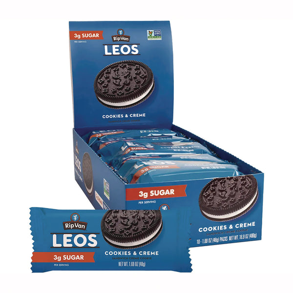 Rip Van® Leos Cookies and Cream Sandwich Cookies, 2 Cookies/Pack, 10 Packs/Box (RIPRVW62000) Box of 20