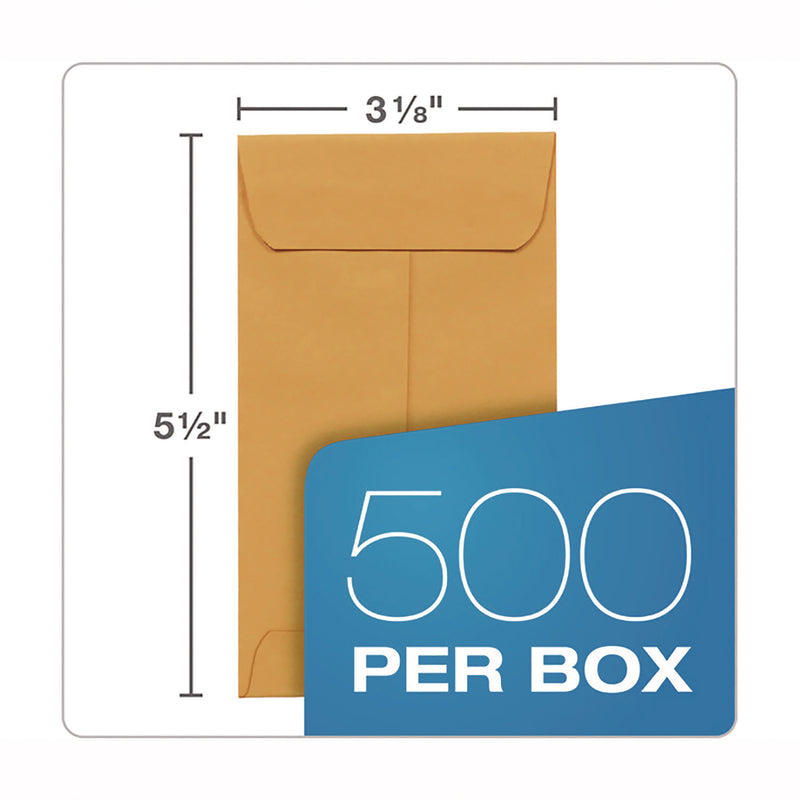 Redi-Seal Coin and Small Parts Envelope, #5, Square Flap, Redi-Seal Adhesive Closure, 3.13 x 5.25, Brown Kraft, 500/Box (QUA50764) Box of 500