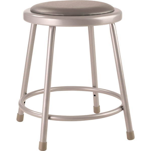 NPS® 6400 Series Fixed Height Heavy Duty Vinyl Padded Steel Stool, Backless, Supports 500 lb, 18" Seat Height, Gray Seat/Base (NPS6418) Each