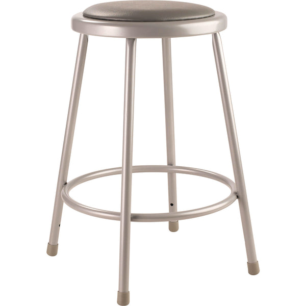 NPS® 6400 Series Fixed Height Heavy Duty Vinyl Padded Steel Stool, Backless, Supports 500 lb, 24" Seat Height, Gray Seat/Base (NPS6424) Each