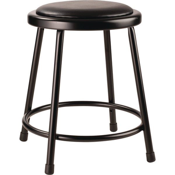 NPS® 6400 Series Fixed Height Heavy Duty Vinyl Padded Steel Stool, Backless, Supports 500 lb, 18" Seat Height, Black Seat/Base (NPS641810) Each