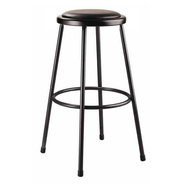 NPS® 6400 Series Fixed Height Heavy Duty Vinyl Padded Steel Stool, Backless, Supports 500 lb, 30" Seat Height, Black Seat/Base (NPS643010) Each