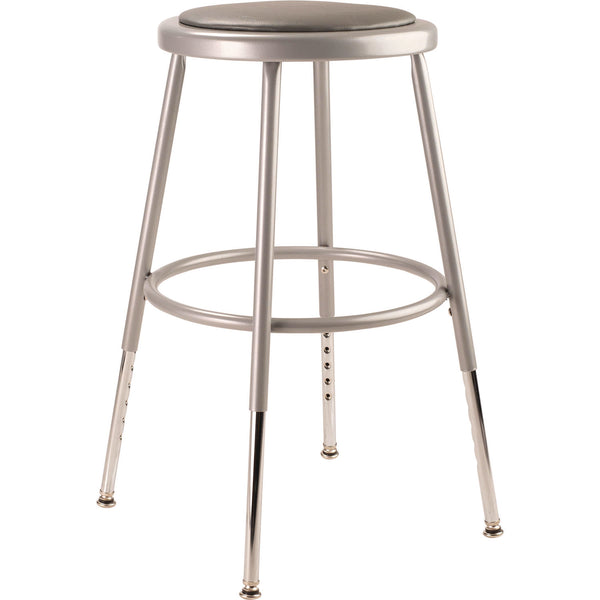 NPS® 6400 Series Height Adjustable HD Vinyl Padded Steel Stool, Backless, Supports 500 lb, 18.5"-26.5" Seat Height, Gray Seat/Base (NPS6418H) Each