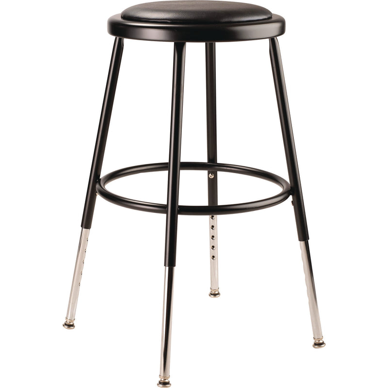 NPS® 6400 Series Height Adjustable HD Vinyl Padded Steel Stool, Backless, Supports 500 lb, 18.5"-26.5" Seat Height,Black Seat/Base (NPS6418H10) Each