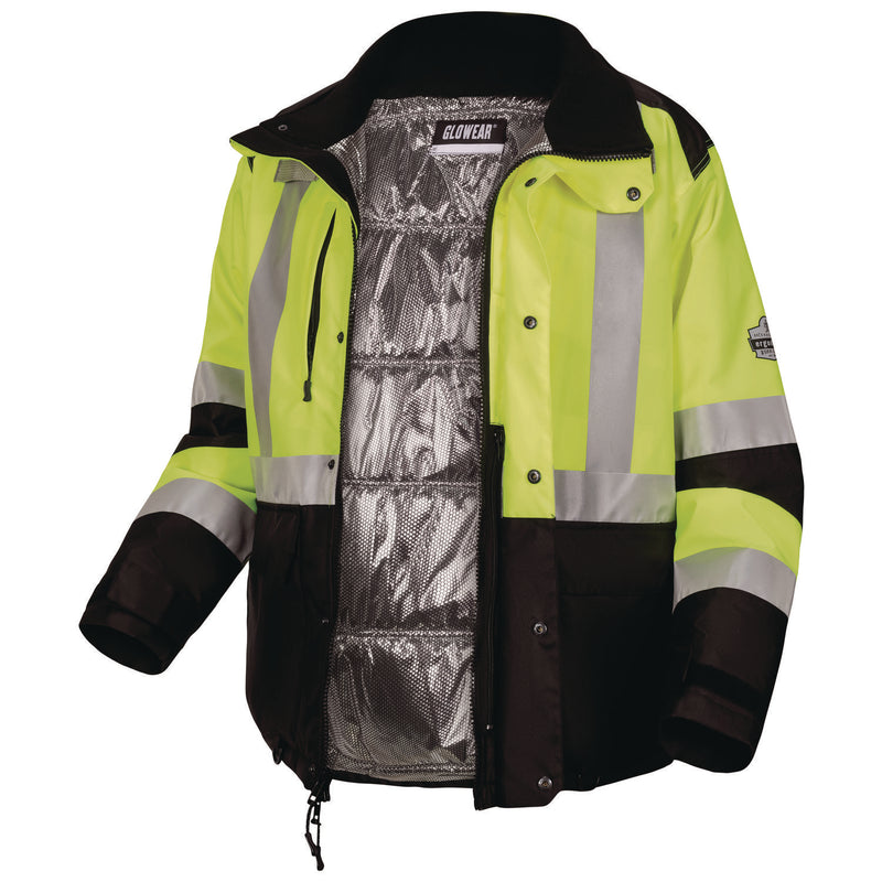 Ergodyne GloWear Class 3 Hi-Vis Winter Jacket with AmpliFIRE Heat Reflective Lining, Small, Lime (EGO25722) Each