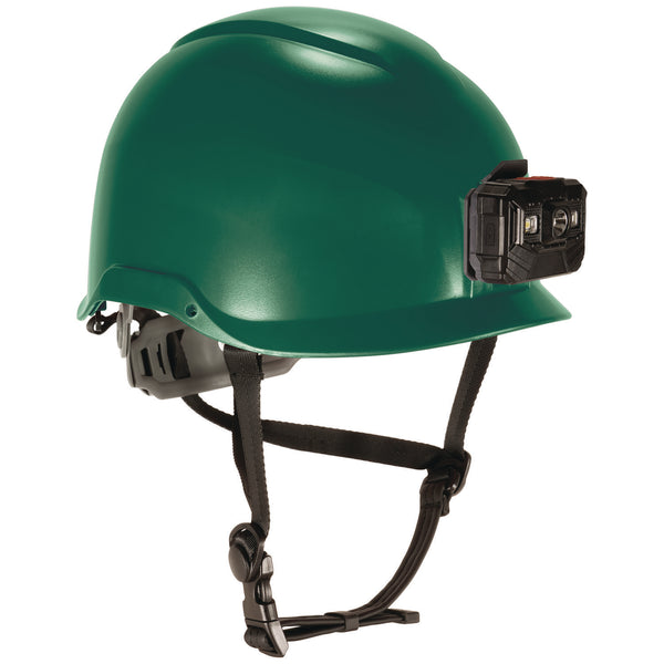 Skullerz 8976LED Class E Safety Helmet with LED Light, 6-Point Ratchet Suspension, Green (EGO60282) Each