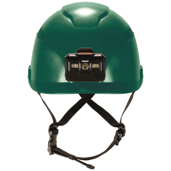 Skullerz 8977LED Class C Safety Helmet with LED Light and Adjustable Venting, 6-Point Ratchet Suspension, Green (EGO60287) Each