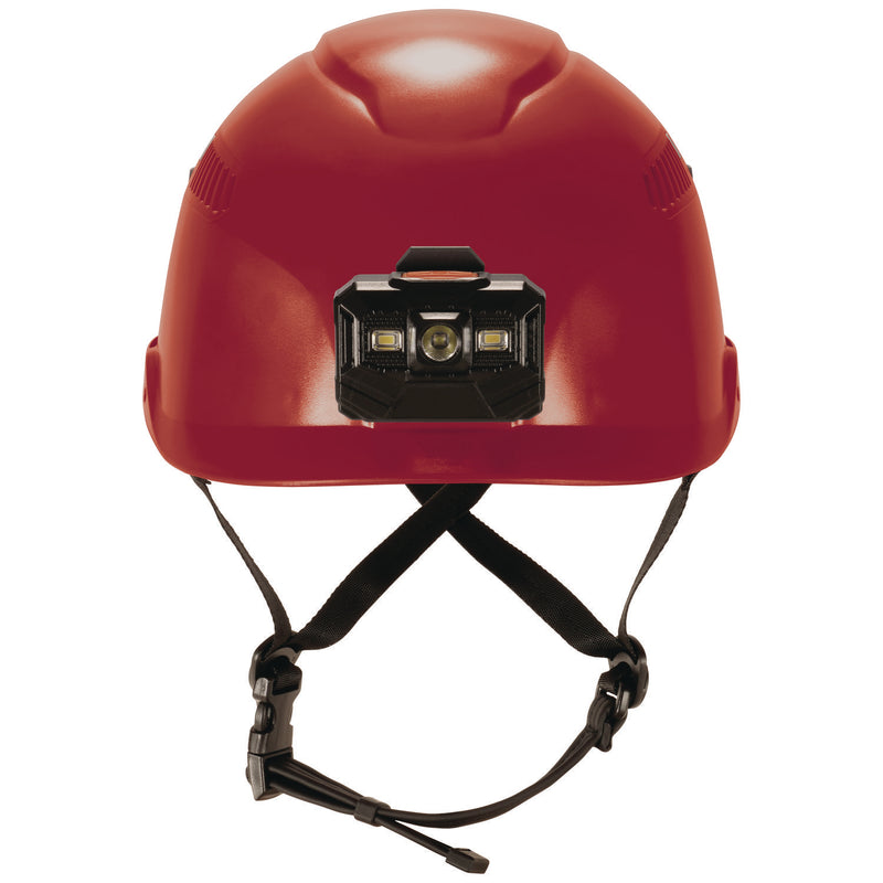 ergodyne® Skullerz 8977LED Class C Safety Helmet with LED Light and Adjustable Venting, 6-Point Ratchet Suspension, Red (EGO60288) Each