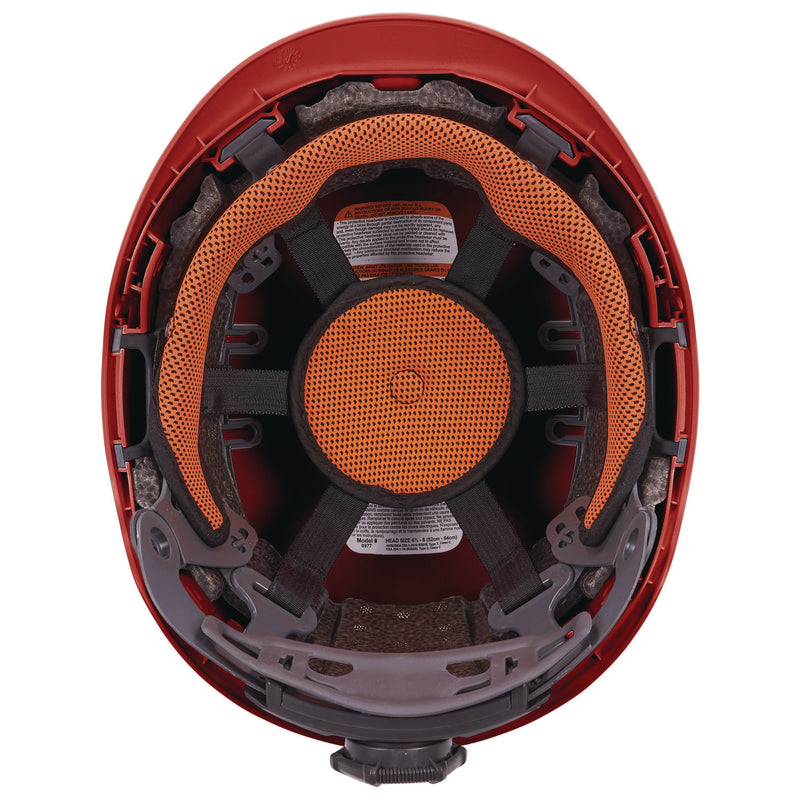 ergodyne® Skullerz 8977LED Class C Safety Helmet with LED Light and Adjustable Venting, 6-Point Ratchet Suspension, Red (EGO60288) Each