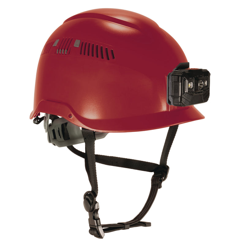 ergodyne® Skullerz 8977LED Class C Safety Helmet with LED Light and Adjustable Venting, 6-Point Ratchet Suspension, Red (EGO60288) Each