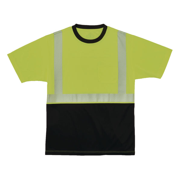 GloWear 8280BK Class 2 Performance T-Shirt with Black Bottom, X-Large Long, Lime (EGO22565) Each